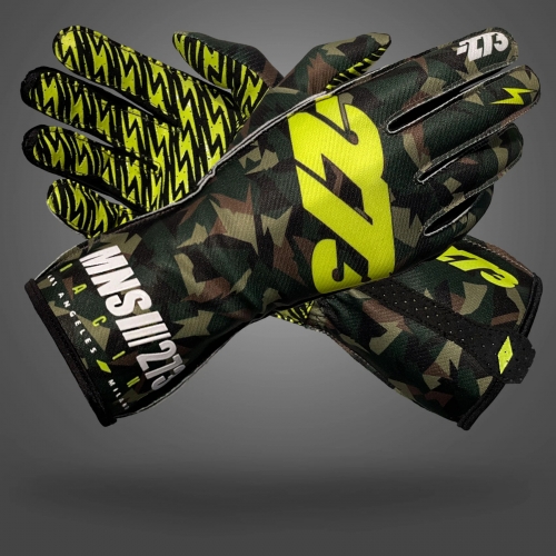 Перчатки для картинга Minus 273 CAMO 3, армейский/черный/флуоресцентно-желтый