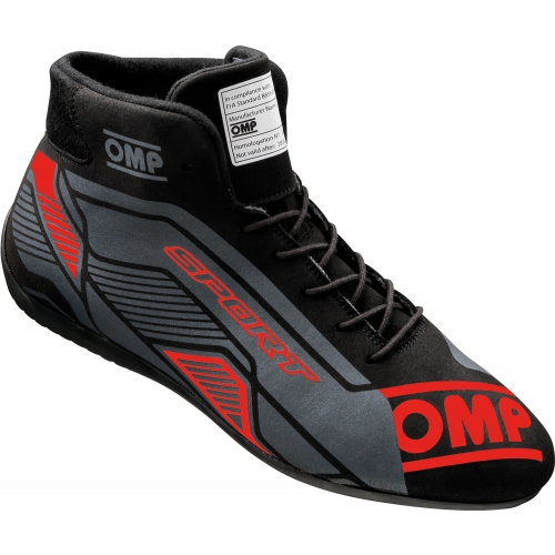 Ботинки для автоспорта OMP Sport, чёрный/серый/красный