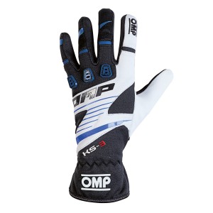 Перчатки для картинга OMP KS-3, чёрный/синий/белый