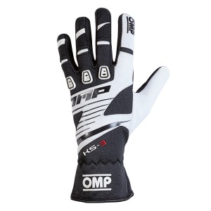Перчатки для картинга OMP KS-3, чёрный/белый