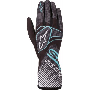 Перчатки для картинга Alpinestars Race v2 Carbon, чёрный/бирюзовый