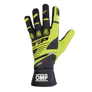 Перчатки для картинга OMP KS-3, чёрный/жёлтый