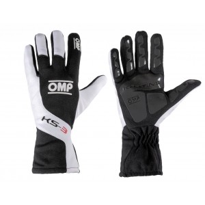 Перчатки для картинга OMP KS-3, чёрный/белый