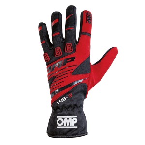 Перчатки для картинга OMP KS-3, чёрный/красный