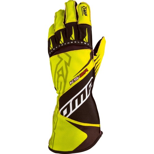 Перчатки для картинга OMP KS-2 R, жёлтый/чёрный